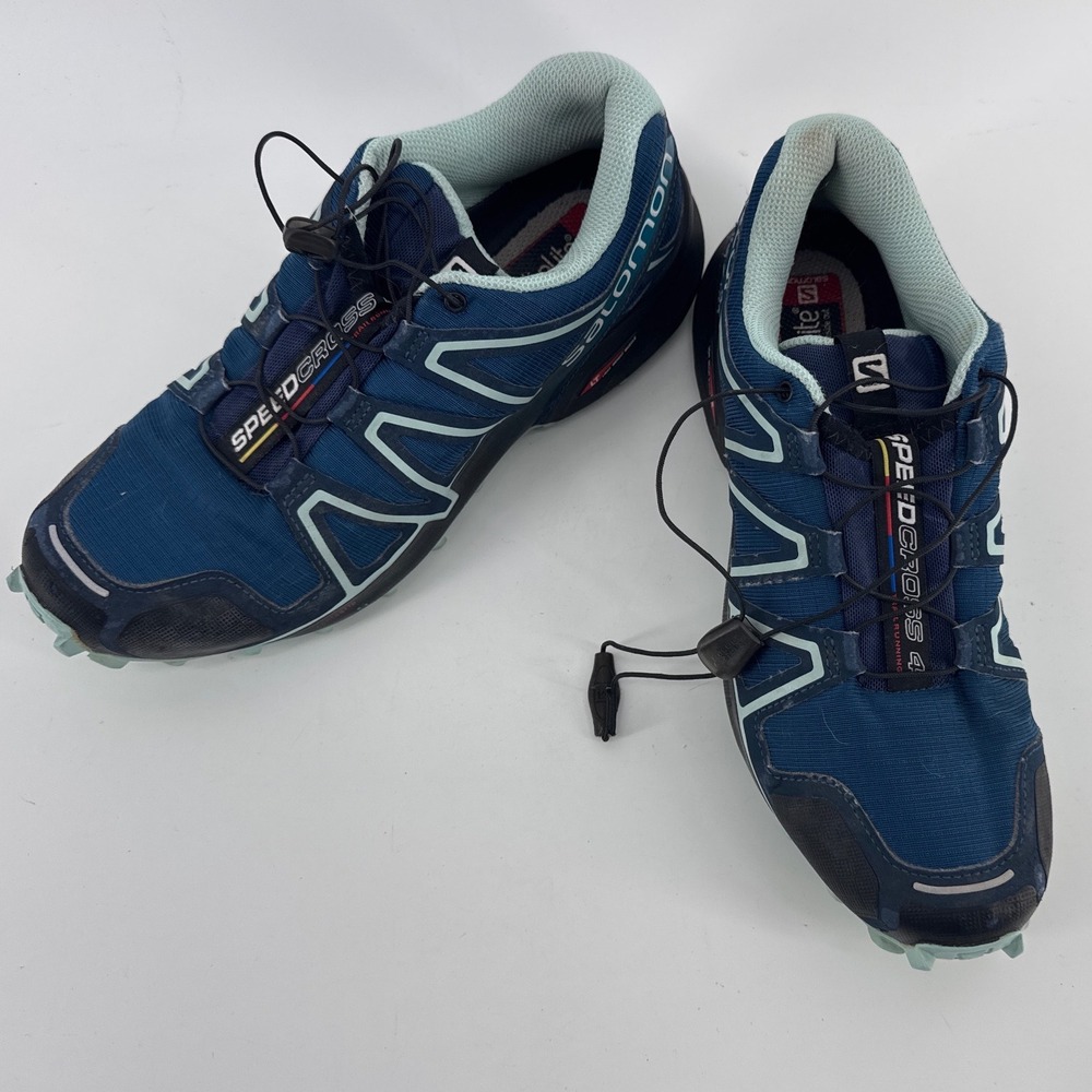 Salomon Speedcross 4 Womens Trail Running Shoes 8 Blue Contagrip Quicklace